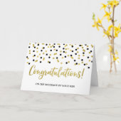 新郎の両親おめでとう金ゴールドブラック カード (黄色い花)