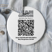 新郎の乾杯QRコード ボタン 飲み物 チーム新郎 6" 缶バッジ (インサイチュ)