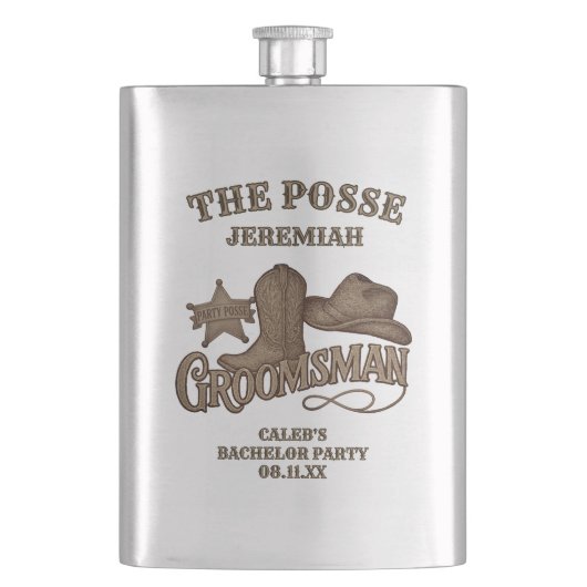 新郎の介添え人 カウボーイスタイルの乾杯仲間 結婚前最後の夜 フラスク (正面)