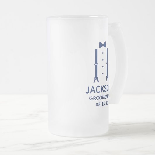 新郎の介添え人 青い蝶ネクタイ フロストグラスビールジョッキ (正面右)