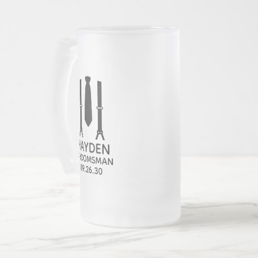 新郎の介添え人 黒タイ フロストグラスビールジョッキ (正面左)