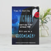 新郎の仲間たちを誘うタキシードの招待状 招待状 (スタンド正面)