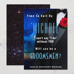 新郎の仲間たちを誘うタキシードの招待状 招待状