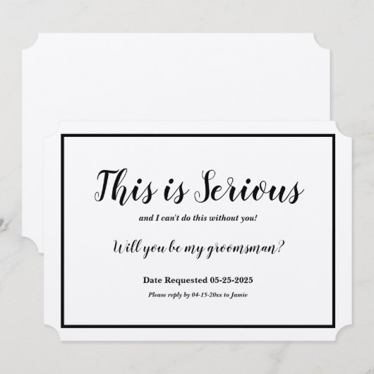 新郎の仲間にならないか？これは真剣な話 招待状 (正面/裏面)