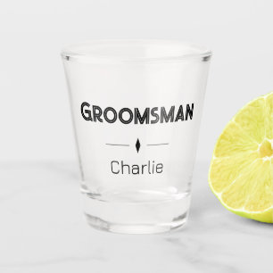 新郎の仲間のためのブラックダイヤモンドのイニシャル入りの結婚式のお祝いギフト ショットグラス