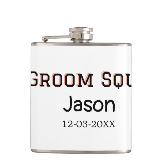 新郎の仲間 新郎介添人 ブライズシャワー  名前を追加 フラスク (正面)