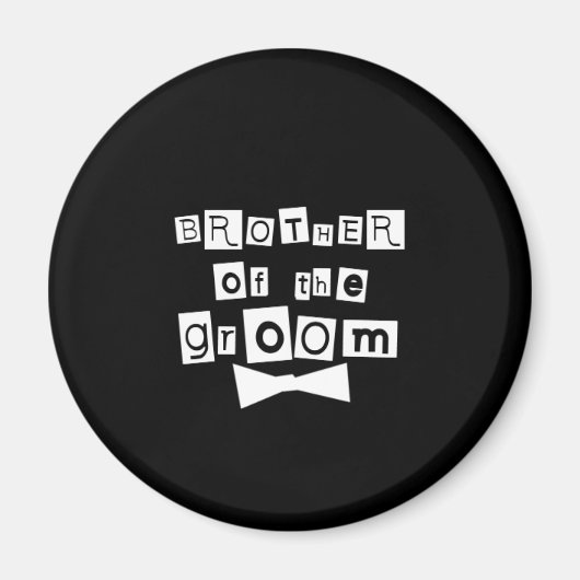 新郎の兄弟のホワイトオンブラック マグネット (正面)