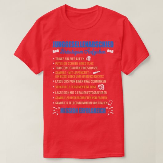 新郎の前夜祭 タスク チェックリスト Tシャツ (デザイン正面)
