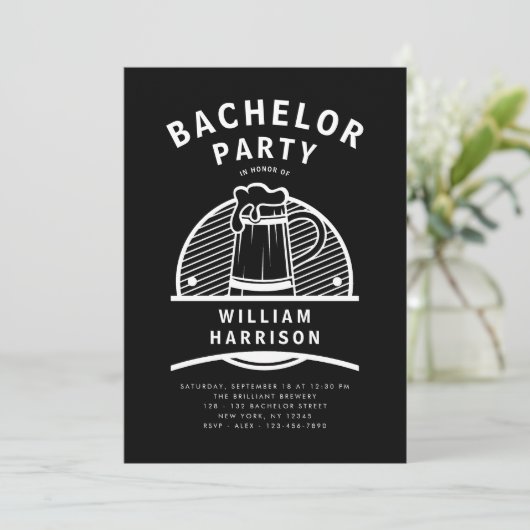 新郎の前夜祭　黒と白のビール工場見学 招待状 (スタンド正面)