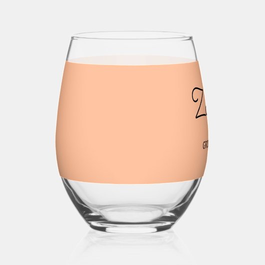 新郎の友人におしゃれなピンクのシンプルな名入れギフト ステムなしワイングラス (右)