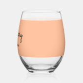 新郎の友人におしゃれなピンクのシンプルな名入れギフト ステムなしワイングラス (左)