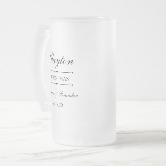 新郎の友人への特別な贈り物 フロストグラスビールジョッキ (正面左)