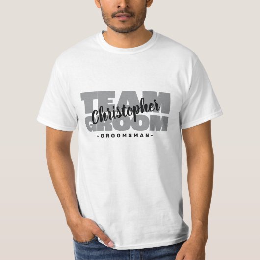 新郎の友人チーム グレイ 新郎の友人の名前 Tシャツ (正面)