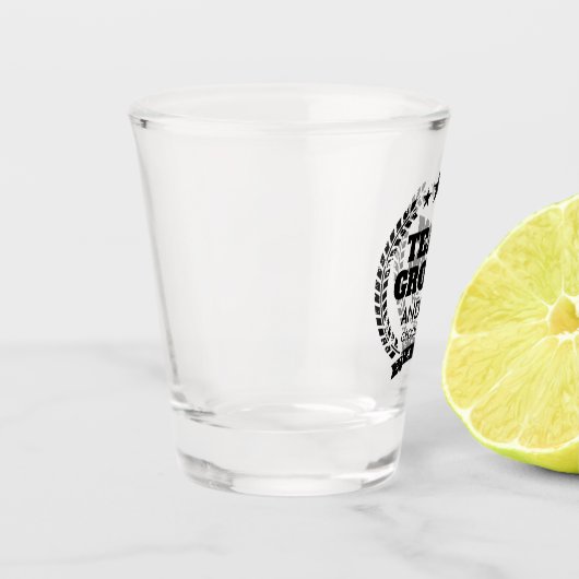 新郎の友人用バーテンダーグラス, 結婚式前パーティー用 ショットグラス (左)