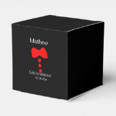 新郎の友人 名前 年 黒い蝶ネクタイ シャツ タイ タキシード フェイバーボックス (裏面サイド)