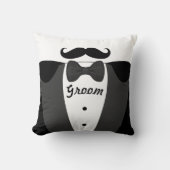 新郎の口ひげタキシード黒いネクタイ枕 クッション (正面)