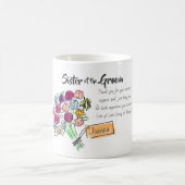 新郎の姉妹にパーソナライズされた感謝のメッセージ コーヒーマグカップ (中央)