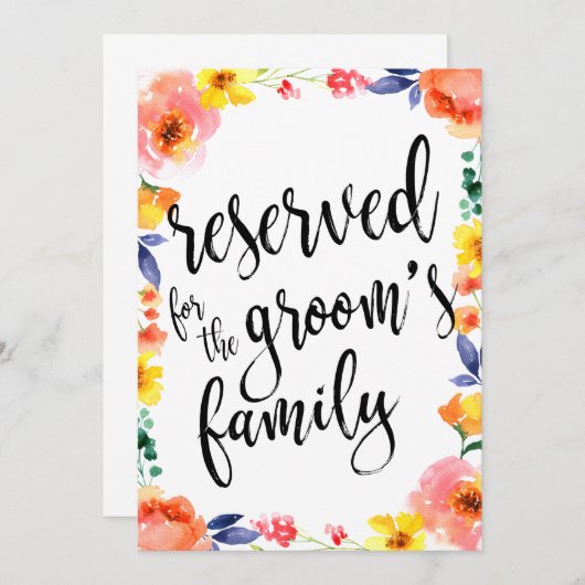 新郎の家族のフローラ手頃用に予約 (正面/裏面)