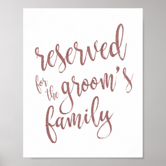 新郎の家族バラ金ゴールドグリッター用の看板 ポスター (正面)