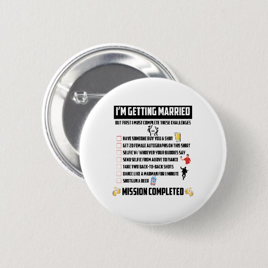 新郎の挑戦 - 面白い新郎への挑戦 缶バッジ (正面&裏面)