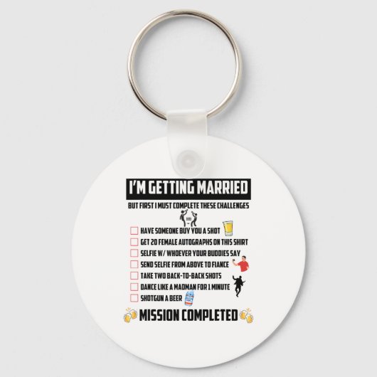 新郎の最後の挑戦 - 面白い結婚式前の一夜 キーホルダー (正面)