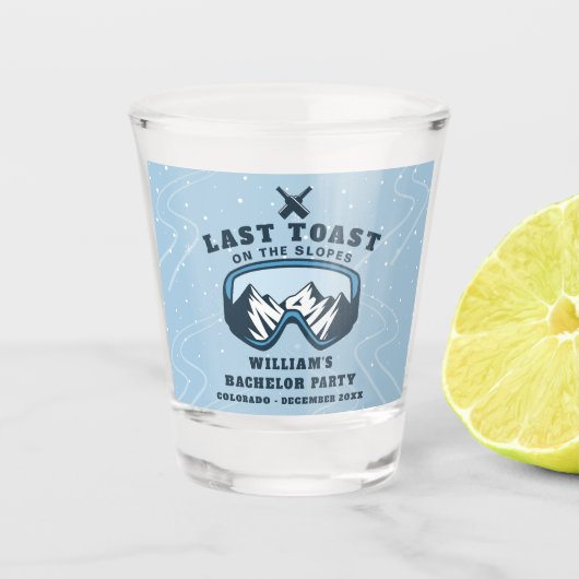 新郎の最後の独身パーティスキー場での週末 ショットグラス (正面)