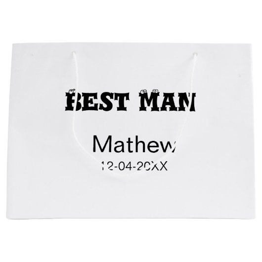 新郎の最高の男の独身パーティーの計画 - 日付：[日付] - 場所：[場所] - 詳細：[詳細] ラージペーパーバッグ (正面)