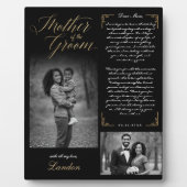 新郎の母なる黒い写真結婚の形見 フォトプラーク (正面)