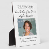 新郎の母のための予約された記念 フォトプラーク (側面)