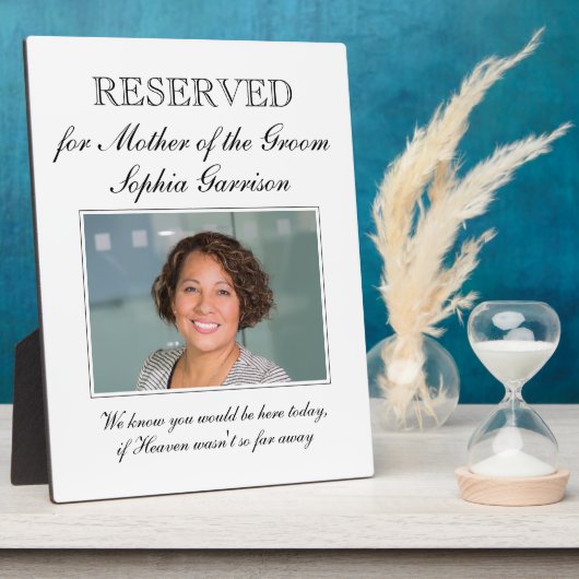 新郎の母のための予約された記念 フォトプラーク (側面)