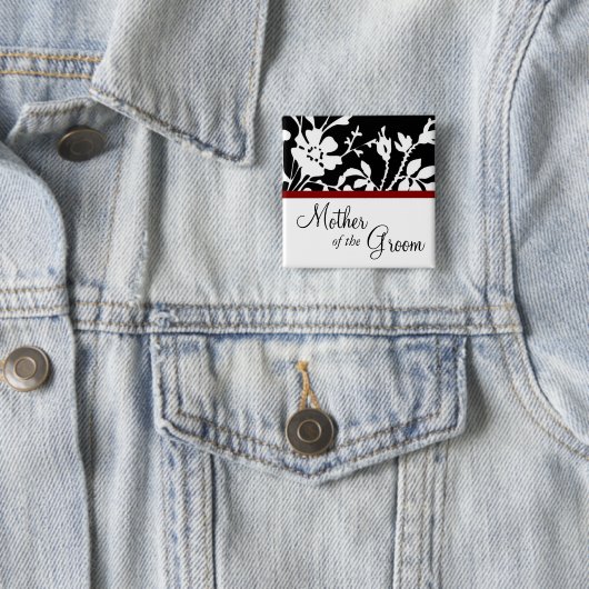 新郎の母の白黒フローラボタン 缶バッジ (インサイチュ)