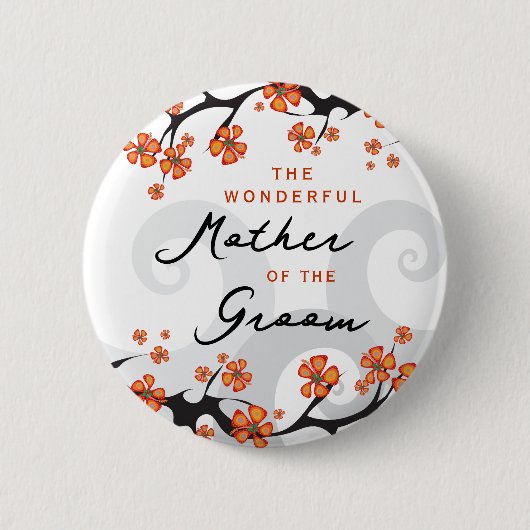 新郎の母は熱帯の花の渦巻結婚く 缶バッジ (正面)