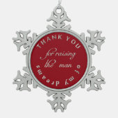 新郎の母ギフト/夢の男カスタム性 スノーフレークピューターオーナメント (正面)