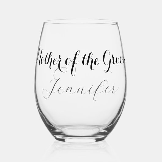 新郎の母スクリプト名ギフト結婚ズ ステムなしワイングラス (正面)