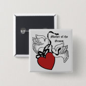 新郎の母ハート鳩ボタン 缶バッジ (正面&裏面)