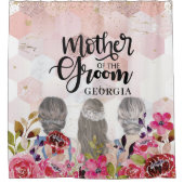 新郎の母フローラピンク金ゴールド幾何学模様 シャワーカーテン (正面)