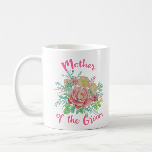 新郎の母ヴィンテージフローラ水の色ギフト コーヒーマグカップ (左)