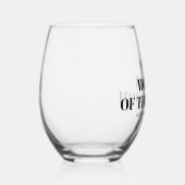 新郎の母親の名前ブラックタイポグラフィ結婚 ステムなしワイングラス (右)