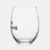 新郎の母親の名前ブラックタイポグラフィ結婚 ステムなしワイングラス (左)