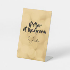 新郎の母 – 金ゴールド上の編集可能文字 台座サイン