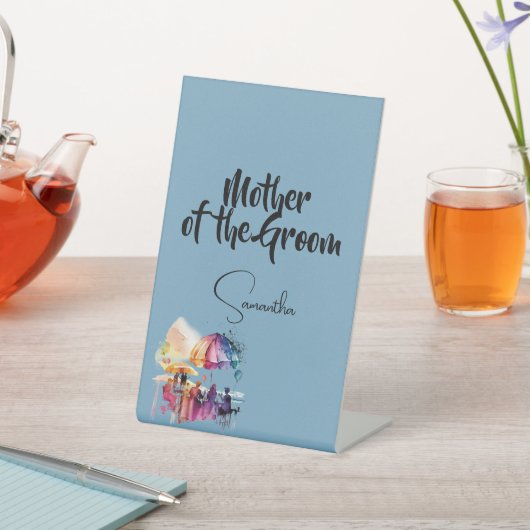 新郎の母 – 青の編集可能文字 台座サイン (インサイチュ)