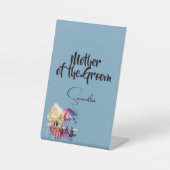 新郎の母 – 青の編集可能文字 台座サイン (正面)