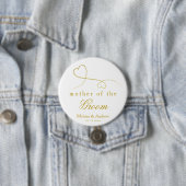 新郎の母 | 2つの金ゴールドハート結婚の 缶バッジ (インサイチュ)