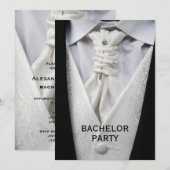 新郎の洗練されたスーツ バチェラーパーティー 招待状 (正面/裏面)