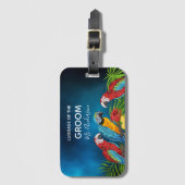 新郎の熱帯ハネムーンブルーのパロツヤシの木 ラゲッジタグ (正面縦)