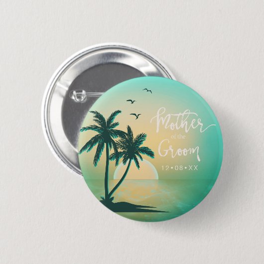 新郎の熱帯島の母ティール（緑がかった色）ID581 缶バッジ (正面&裏面)