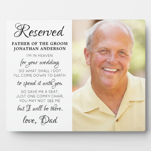 新郎の父の写真天国結婚記念 フォトプラーク (正面)