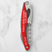 新郎の父の赤い結婚式の引き出物コルクねじ ソムリエナイフ (裏面)