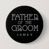 新郎の父シルバーフェイクグリッター名タグピン 缶バッジ (正面)