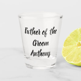 新郎の父ブラック名前をカスタムするギフト結婚 ショットグラス